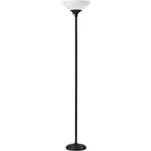 Adesso Dual-Socket Floor Lamp, Black & Frosted White, 3-Way, 71”