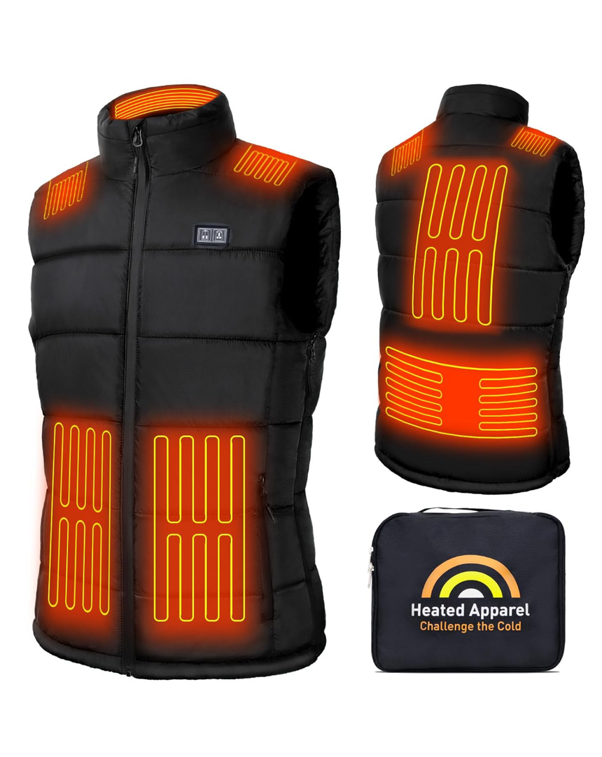 PLIDINNA Women's Heated Vest With Battery Pack 7.4V, Lightweight Warm Electric Heating Vest for Hunting,Outdoor Sports（BLACK,2XL)