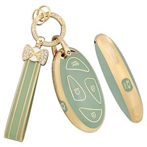 PIFOOG Key Fob Cover fit for Hyundai 2025 2024 Elantra Tucson Kona Santa Fe Sonata Ioniq 6 Green 5 Button Car Keys Case Shell Accessories Bling Keychain Full Covers Protector Girly Women TPU