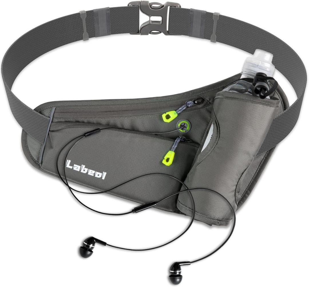 Running Belt, Waterproof Hydration Belt with Water Bottle Holder Hiking Walking Waist Pack Reflective Adjustable Fanny Pack Compatible for Phone Waistband Outdoor (Grey) Running Belt, Waterproof Hydration Belt with Water Bottle Holder Hiking Walking Waist Pack Reflective Adjustable Fanny Pack Compatible for Phone Waistband Outdoor (Grey)