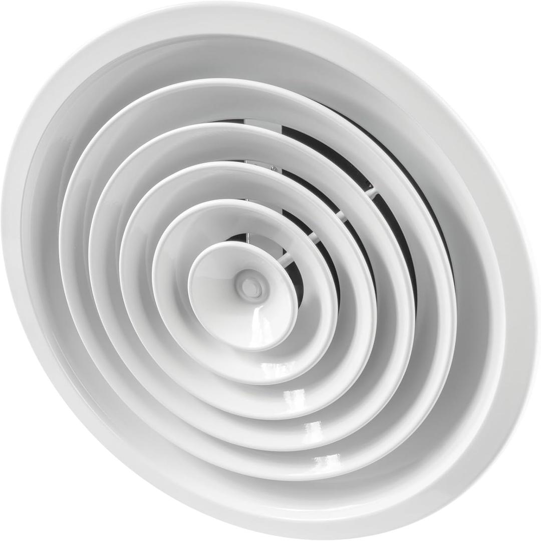 Repa Market 12 Inch (Neck) Round Aluminum Ceiling Diffuser/White Powder Coated HVAC Vent Cover/Multi-Directional Air Distribution/Supply & Exhaust Airflow for Industrial & Home Ventilation