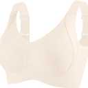 Bras for Women No Underwire Full Coverage Adjustable Bra Comfort Wireless Ribbed Bras 2025 (Large, Beige)