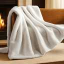 Bare Home Faux Fur Throw Blanket - Ultra-Soft Luxurious - Cozy Warm Blanket for Couch, Sofa, Chair, Bed - Fuzzy Fluffy Super Soft - Decorative Bed Blanket, 50x60 inches (White) OEKO-TEX STANDARD 100