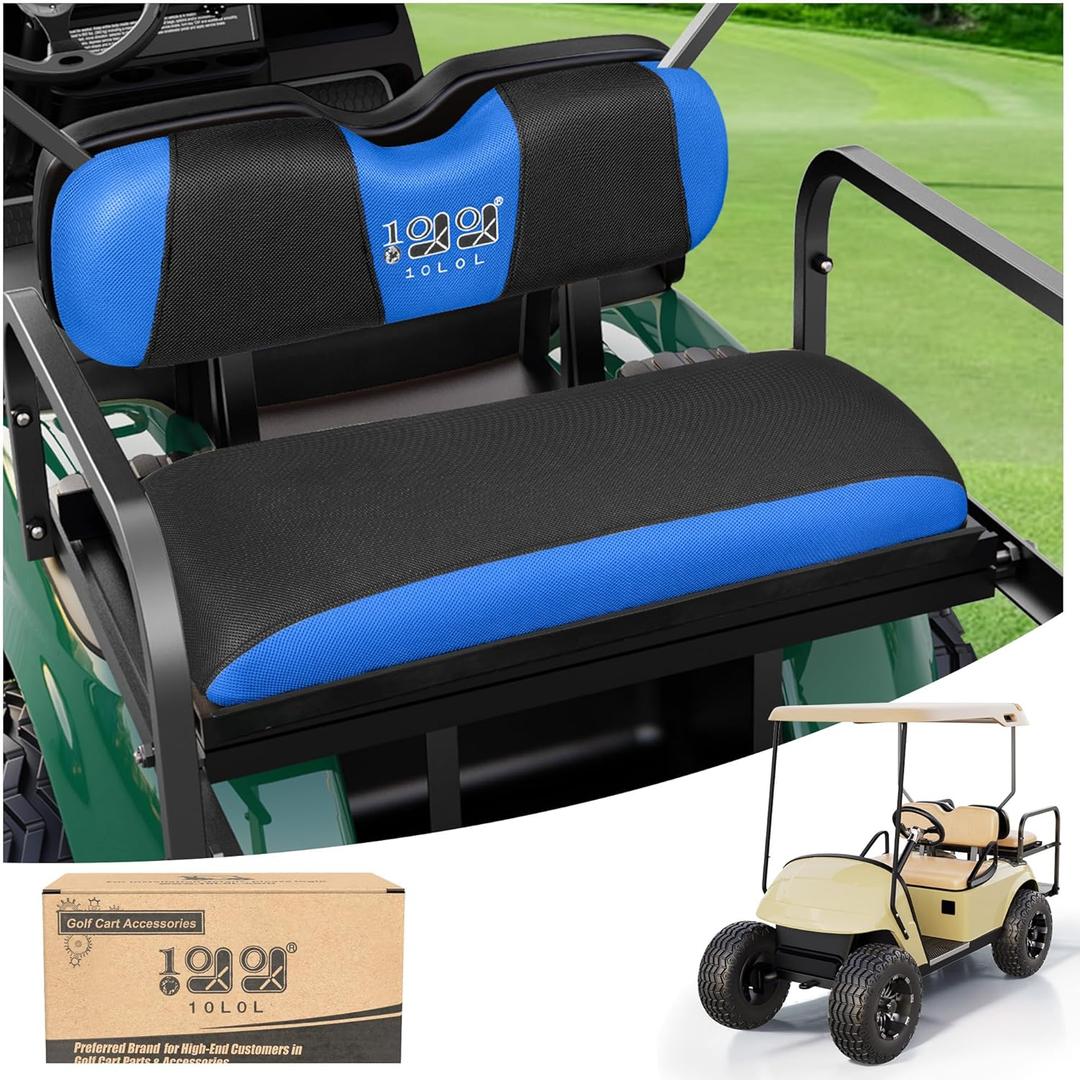 10L0L Universal Golf Cart Rear Seat Cover Dress UP Older Golf Cart Durable Breathable Material Fit Like a Glove for Yamaha EZGO and Club Car, Easy to Install (Black and Blue)