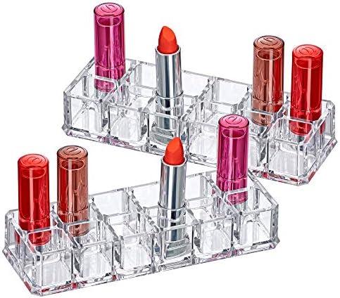 Amazing Abby - Charm - 1-Pack 12-Slot Acrylic Lipstick Organizer, Lipstick Holder, Lip Gloss Holder, Cosmetic Storage Display, Perfect Storage Solution for Drawer and Vanity (Slot Size: 0.9" x 0.9")