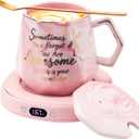 Coffee Mug Warmer & You are Awesome Mug Set, Smart Heated Electric Cup Warmer for Desk Office, 4 Temperature Control Beverage Tea Coffee Warmer, 8 Hrs Auto Shut Off Candle Plate, Ideal Gifts for Women