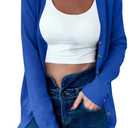 SVALIY Cardigan Sweaters for Women Lightweight Open Front Sweater Knit Long Cardigans Button Fall Outfits (Small, Dark Blue)