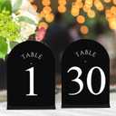 JOYIT Arch Wedding Table Numbers 1-30 with Stands  Double-Sided Printed 5" X 7" Acrylic Table Signs with Black Background White Text, Perfect Acrylic Table Numbers for Wedding Receptions, Parties, Anniversaries, and Events