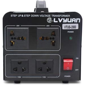 Voltage Transformer Converter 2000 Watt Step Up/Down Convert from 110-120 Volt to 220-240 Volt and from 220-240 Volt to 110-120 Volt with 2 US Outlets, 2 Universal Outlets