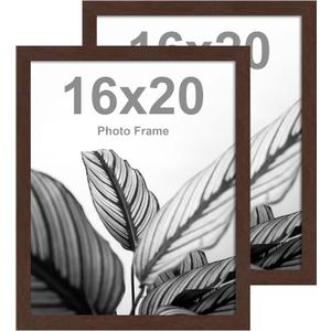 FrameWorks 16x20 Wooden Poster Frame, Classic Mahogany Matte Edged Frames w/Shatterproof Acrylic Glass, Photos, Posters, Prints, Wall Decor  Home, Office, Gallery Display - Mahogany - 2 Pack