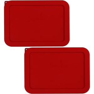 Sophico 6 Cup Rectangle Silicone Storage Cover Lids Replacement for Pyrex 7211-PC Glass Bowls, Container Not Included (Red)