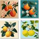 4 Pack Framed Paint By Numbers Kit for Adults Beginner Fruit Adult Paint By Number Kits on Canvas Green Plant Painting By Numbers for Adults with Frame Diy Painting Kits for Home Wall Art 8x8 Inch