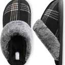 Besroad Mens Slippers Memory Foam House Slippers Warm Fuzzy Bedroom Slide House Shoes Indoor Outdoor Scuff size XL