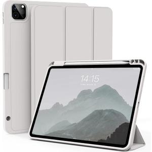 kenke Case for iPad Pro 11 Inch 4th/3rd/2nd Generation (2022/2021/2020) with Pencil Holder, Slim Trifold Smart Cover with Soft TPU Back, Support 2nd Gen Pencil Charging, Auto Sleep/Wake, Gray