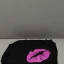 MAGICMK Women Casual Plus Size Lips Print Off Shoulder T-Shirt Tops (Large, Black+purple)