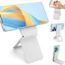 Phone Stand, Foldable Magnetic Phone Tripod, Angle Adjustment & Strong Magnets PU Leather Phone Stand, Compatible with All Smart Phone 16/15/14/13/12 (White)