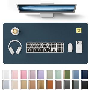 YSAGi Leather Desk Protector, Office Mat, Large Mouse Mat, Non-Slip PU Leather Blotter, Laptop Pad, Waterproof Writing Pad for Office and Home (Dark Blue, 31.5" x 15.8")
