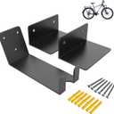 Bicycle Wall Mount Pedal Rack, Wall Mounted Bike Rack for E-Bike, MTB or Road Bike, Stainless Steel, 30kg/ 66lbs load, Black