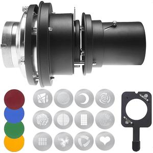 Bowens Mount Snoot,Strobe Video Snoot Conical Projector snoot with Optical Lens kit Include Various Gobos Used for Video Artist Modelling Shape Light Studio Photography Projection