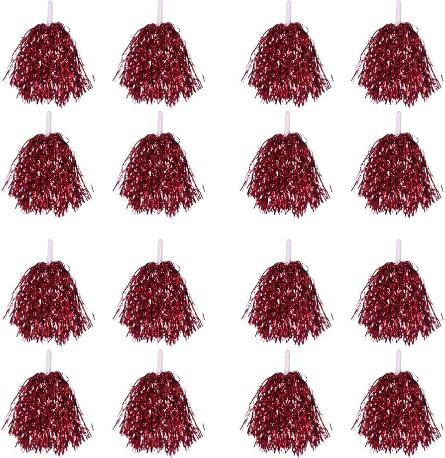 20 Pcs School Spirit Shakers Bulk, Cheerleader Pom Poms for Adults Sports Team Party Dance Football Basketball Volleyball Homecoming Fan Celebration Sporting Event (Red)