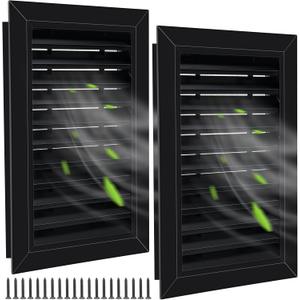 Gisafai 2 Pcs 12" x 18" Gable Vent Aluminum Alloy Wall Vents Shed Attic Vent with Screen Return Air Grill with Screws, for Ventilation Exterior Doors Wall House (Black)