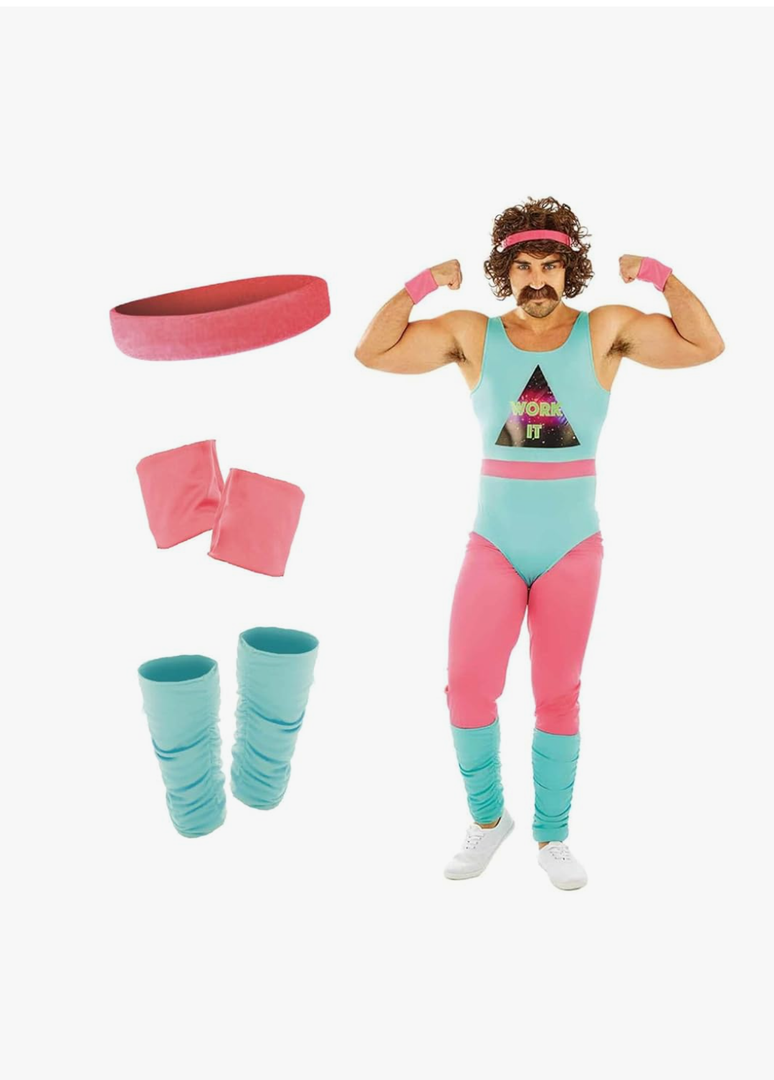 fun shack 80s Exercise Costumes For Men, 80s Workout Costumes, Retro Fitness Outfits For Men, 80s Gym Attire M