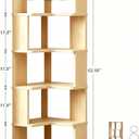 Tall Corner Bookshelf, 6 Tier Corner Book Shelf Etagere Bookcase with Baffle, Freestanding L Shaped Display Shelf Stand for Home Office, Living Room, Bedroom, Brown
