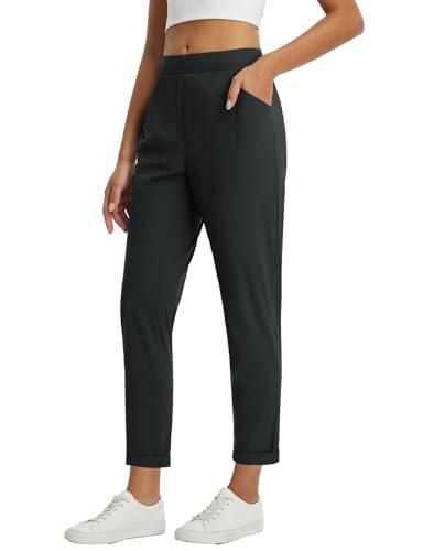 baleaf Womens Pants Petite Travel Pants Stretchy Work Pants Dressy Business Casual Slacks Golf Airport Clothing Fall Black M