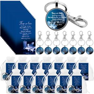 Junkin Funeral Favors for Guest Memorial Gifts Including Remember Keychain Prayer Cards Organza Bags for Memorial Celebration of Life(Dark Blue,48 Sets)