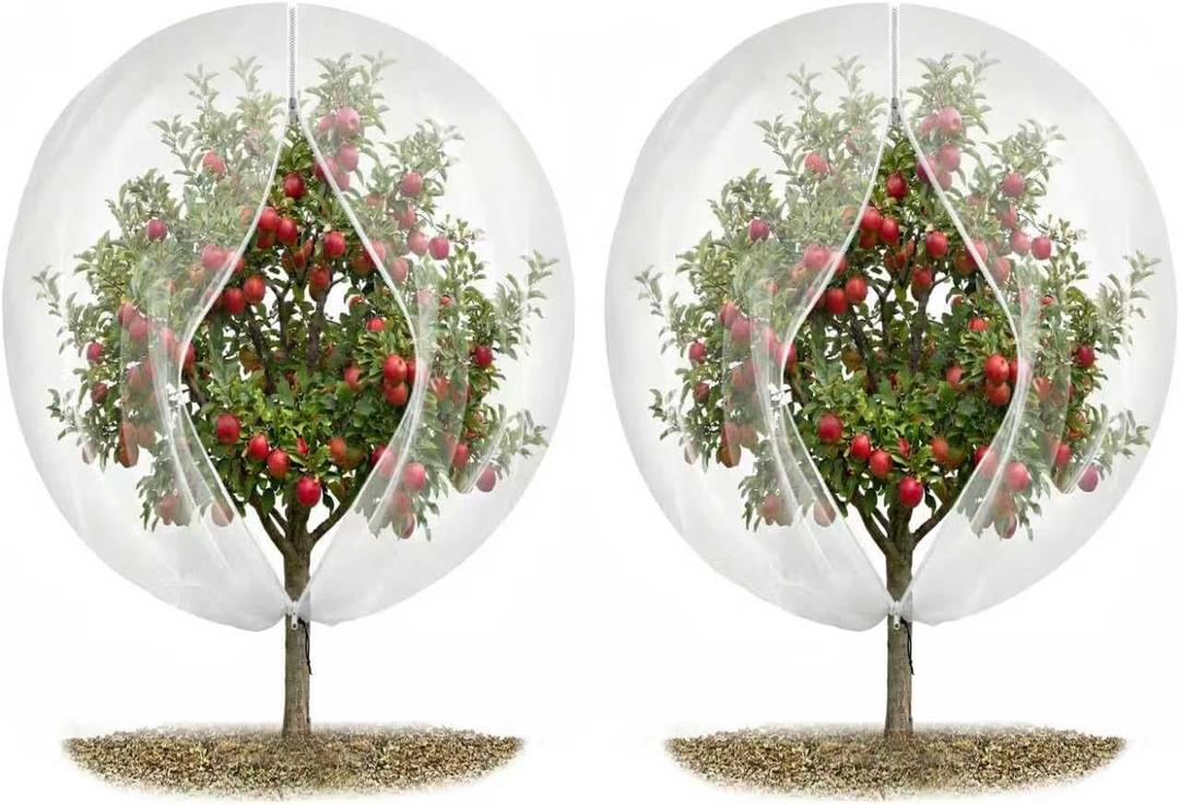 15 x15 ft Large Fruit Tree Netting Cover for Squirrels and Birds with Zipper, 2 PC Fruit Tree Covers to Protect Fruit from for Fruit Trees (White)