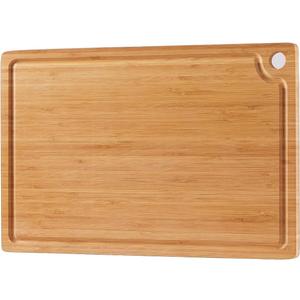 OAKSWARE Bamboo Cutting Boards for Kitchen, Reversible Wood Chopping Board with Juice Groove & Hanging Hole for Cheese, Meat, Fruit & Vegetables, Pre Oiled, 15" x 10"