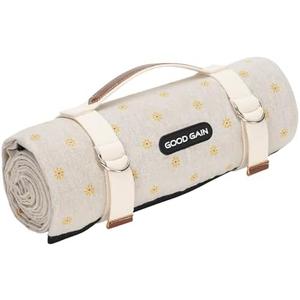 Picnic Outdoor Blankets Waterproof Large - Beach Mat Sand Free Foldable with Carry Strap | Portable Camping Blanket | Park Blanket for Grass Park, Hiking, Travel, Concerts, Indoor (Yellow Flower)