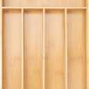 Besilord Silverware Organizer Kitchen Drawer Organizer Utensil Organizer Bamboo Silverware Holder Cutlery Organizer in Drawer Flatware Organizer Tray(5 slots, Natural