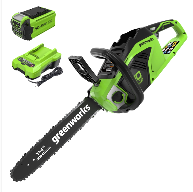 Greenworks Tools Cordless Chain Saw, Brushless Motor, 40-Volt Battery & Charger, 14-In. 14 In.