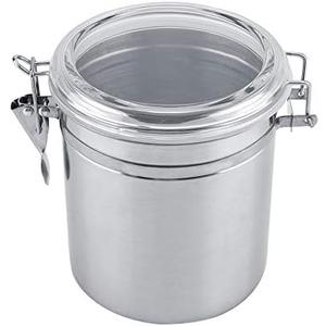 Food Storage Jar, Stainless Steel Coffee Container Airtight Sealed Food Storage Canister with Hinged Lid for Sugar Candy Tea Bean Spices Nuts Cereal or Snacks(1400ml)