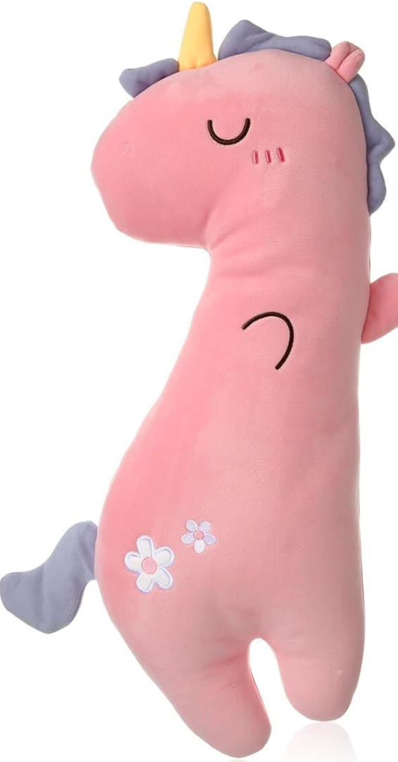 Lenwen Seat Belt Pillow For Kids Cover for Boys Girls Seatbelt Cushion Pillow for Toddler Car Strap Covers for Travel Sleep Neck Head Support Pad (Pink,Unicorn)