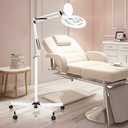 HITTI 10X Magnifier Esthetician Light, 2200 Lumens, Stepless Dimmable, 5 Wheel Rolling Base, LED Lighted Mag Lamp for Lash & Facials, Tattoo, Nail, Crafts, Sewing- White