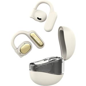 MOOR Beige OpenWave Open Ear Headphones Bluetooth 5.3 Wireless Earbuds, 40H Playtime ENC Noise Cancelling Earbuds with 16.2mm Dynamic Drivers for Premium Stereo Sound IPX4 Waterproof Earbuds
