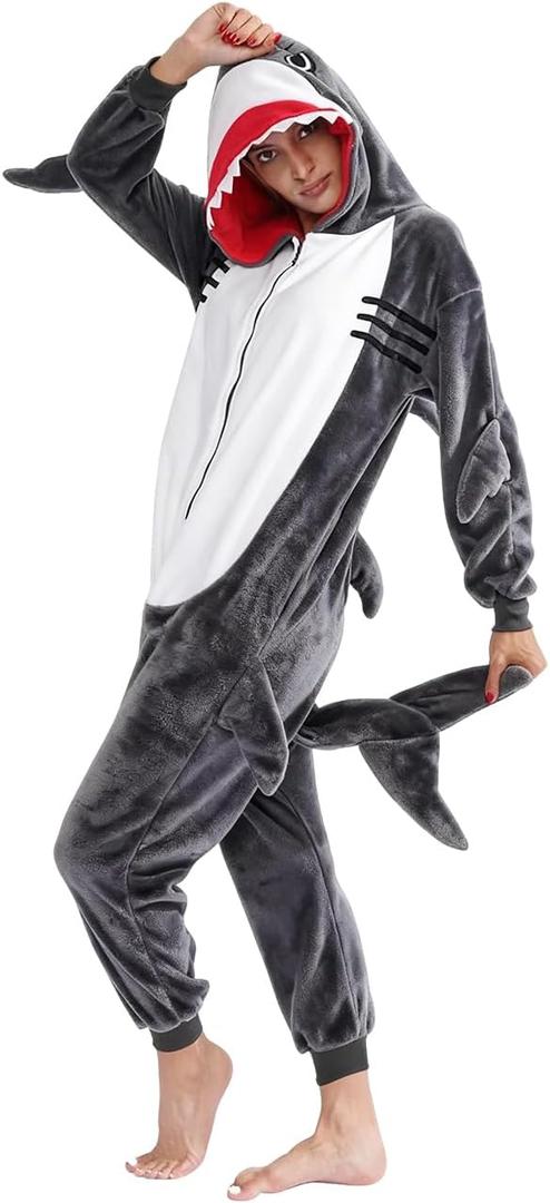 vavalad Adult Shark Onesie Pajamas Unisex Cosplay Costume Women and Men XL