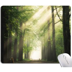 Hokafenle Mouse Pad, Natural Forest Mouse Pad, Rectangle Mouse Mat Square Waterproof Mouse Pads Non-Slip Rubber Base Mousepad for Office Laptop, 9.5"x7.9"x0.12" Inch