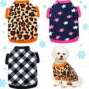 3 Pcs Dog Fleece Sweaters for Small Dog Winter Clothes Soft Fleece Puppy Clothes Warm Shirt Colorful Thickening Pajamas Outfits for Small Pets Cat Pup Chihuahua Teddy, L
