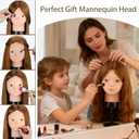 Mannequin Head with 80% Human Hair, TopDirect 24" Brown Real Hair Cosmetology Mannequin Head Hair Styling Hairdressing Practice Training Doll Heads with Clamp Holder and Tools