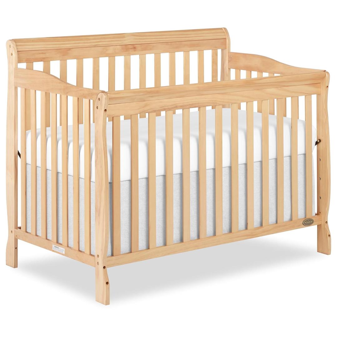 Dream On Me Ashton 4-In-1 Convertible Crib In Natural, Greenguard Gold, JPMA Certified, Non-Toxic Finishes, Made Of Solid Pinewood