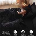MR&HM Satin Comforter Queen 7 Pieces - Luxurious Pinch Pleat Bedding Set with Comforter, Flat Sheet, Fitted Sheet, Pillowcases & Shams, Super Silky Soft Bed Set for All Season (Queen, Black)