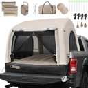 Inflatable Truck Bed Tent & Air Mattress, Truck Air Mattress for 5.5-6.5FT, 12'' Height 2-3 Person Fast Setup Ground & Pickup Tent Mattress with Rechargeable Pump for Camping Travel, 600lbs Max, Twin