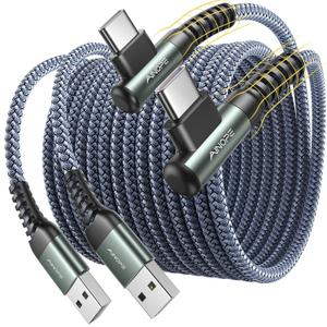 AINOPE 10 ft USB C Cable 2-Pack, 3.1A C Chargers Fast Charging 10 Foot, Resistant Nylon Braided Type C Charger Fast Charging 10ft Right Angle Charger Cord Fit for Galaxy S20 Ultra S10 S10E S9 S8 Plus (Grey)