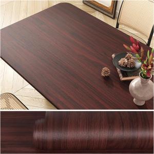 VEELIKE Thick Mahogany Wood Contact Paper Wood Wallpaper Peel and Stick Countertop Contact Paper Waterproof 24''x118'' Self Adhesive Woods Grain Vinyl Wrap Contact Paper for Countertops Table Cabinets