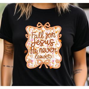 Fall for Jesus Christian T-Shirt – Cozy Autumn Faith Tee, Size: XS