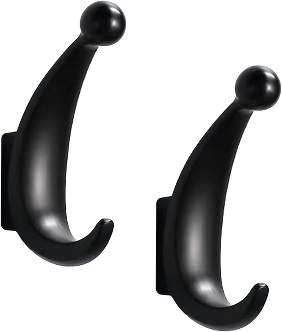 2 x 2 Pack Bathroom Towel Hooks, Screw in Metal Robe & Coat Hooks for Wall(Matte Black)