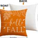 Artscope Fall Pillow Covers 18x18 Inch Set of 4, Hello Fall Hello Pumpkin Buffalo Plaid Maple Leaves Harvest Outdoor Decorative Farmhouse Pillow Cases for Home Sofa Couch-Orange B